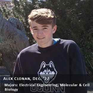 OUR Peer Research Ambassador Alex Clonan, Dec. '22, Majors: Electrical Engineering, Molecular & Cell Biology.