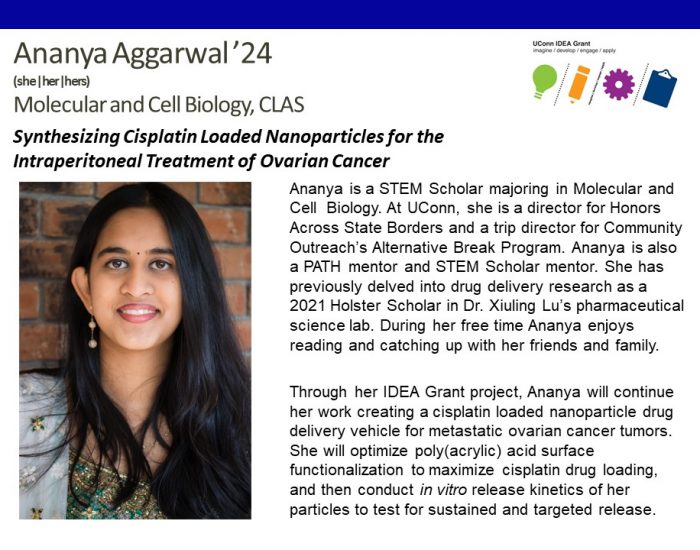 IDEA Grant Recipient Ananya Aggarwal '24 bio.