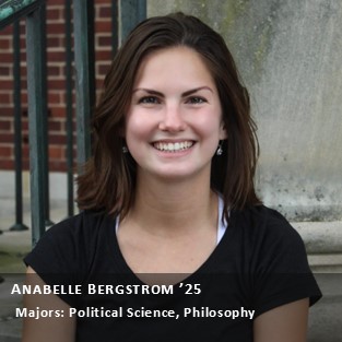OUR Peer Research Ambassador Anabelle Bergstrom '25, Majors: Political Science, Philosophy.