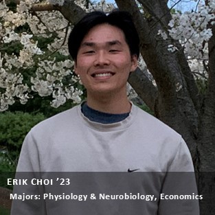 OUR Peer Research Ambassador Erik Choi '23, Majors: Physiology & Neurobiology, Economics.