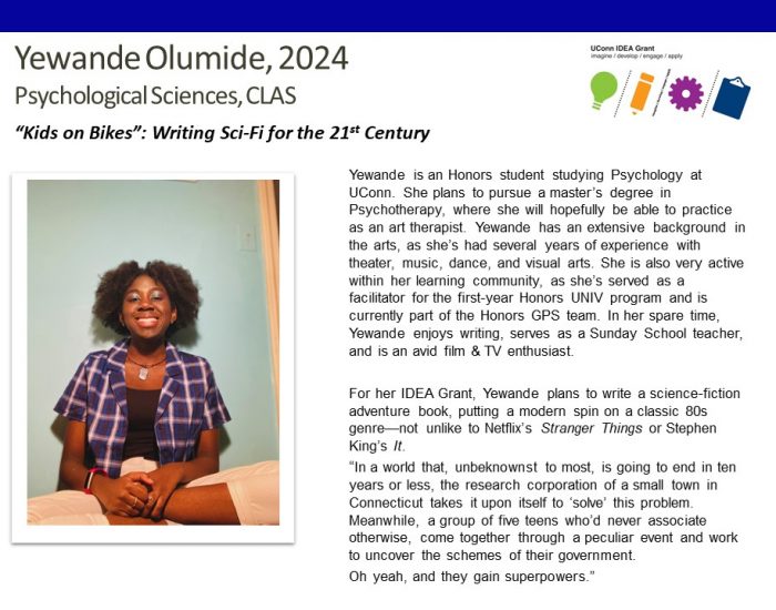 Yewande Olumide UConn IDEA Grant bio.
