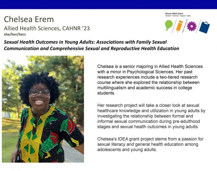 UConn IDEA Grant Bio for Chelsea Erem '23, Allied Health Sciences Major.