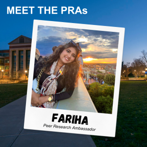 Meet the PRAs - picture of Fariha, Peer Research Ambassador.