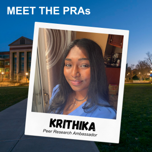 Meet the PRAs, picture of Krithika, Peer Research Ambassador.